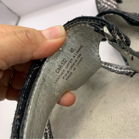 Alegria silver Black CAR  532  Thong Slip On Adjustable sandals Size40 US9.5 F16 - Picture 6 of 6